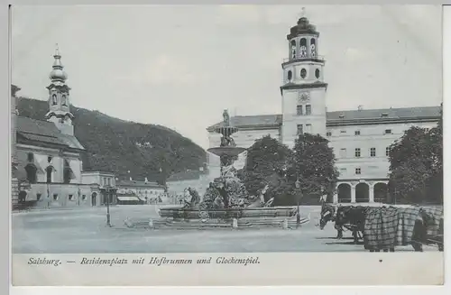 (74426) AK Salzburg, Residenzplatz m. Hofbrunnen u. Glockenspiel, bis 1905