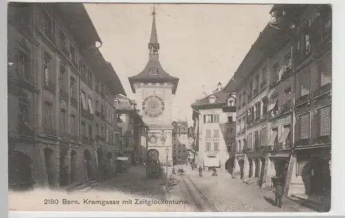 (74386) AK Bern, Kramgasse mit Zeitglockenturm, 1907