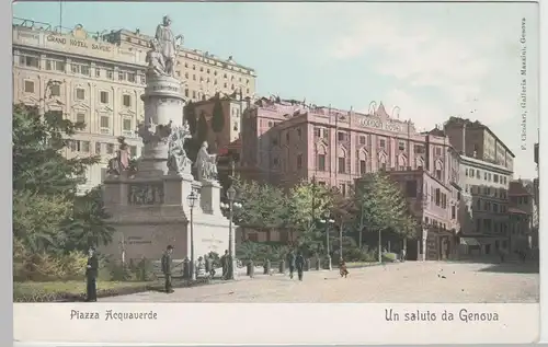 (74371) AK Genova, Genua, Piazza Acquaverde, Kolumbusdenkmal bis 1905