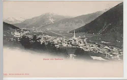 (74365) AK Davos, Gesamtansicht mit Seehorn, bis 1905