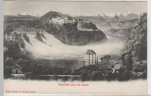 (74347) AK Rheinfall mit Schloss Laufen, Blick v. Neuhausen, um 1905