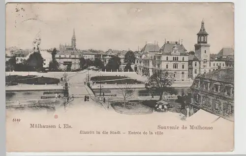 (74323) AK Mülhausen, Mulhouse, Eintritt in die Stadt, 1904