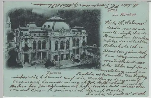 (74300) AK Gruss aus Karlsbad, Karlovy Vary, Kaiserbad, 1902