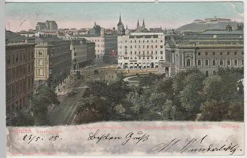 (74292) AK Brünn, Brno, Krapfengasse, Staatsoberrealschule u.a. 1903