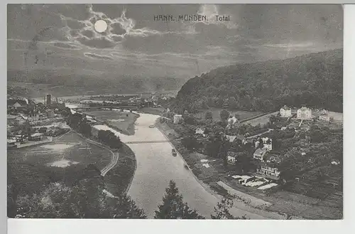 (74198) AK Hann. Münden, Gesamtansicht bei Mondschein, 1913