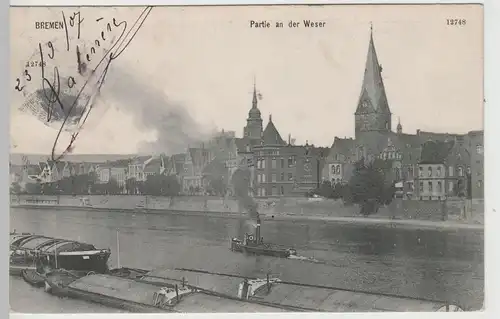 (74115) AK Bremen, Partie an der Weser 1907