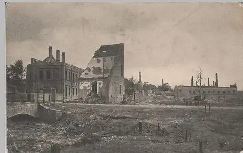 (73950) AK 1. WK, Mitau, Lilienfeldstr., zerstörter Ort, Feldpost 1916