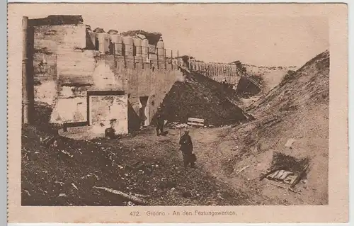 (73945) AK 1. WK, Grodno, Soldaten an den Festungswerken 1918