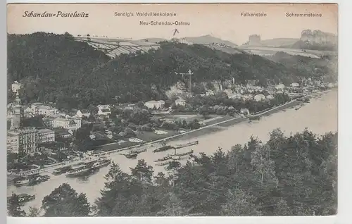 (73745) AK Sächs. Schweiz, Bad Schandau, Postelwitz, Panorama 1928