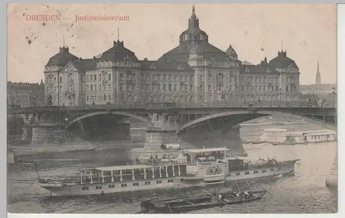 (73737) AK Dresden, Justizministerium, Raddampfer Kaiser Wilhelm II.