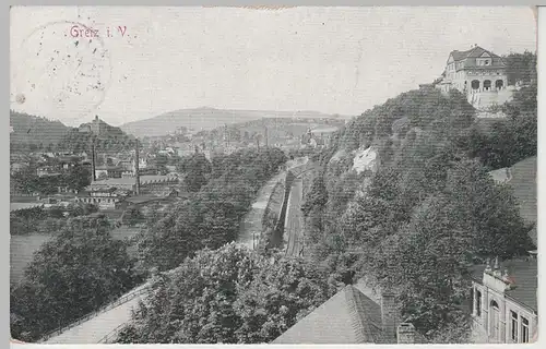 (73467) AK Greiz, Stadtansicht, Oberes und Unteres Schloss 1911