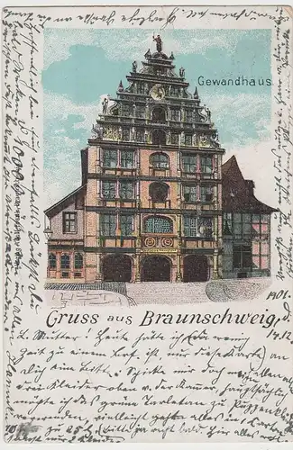 (73362) AK Gruss aus Braunschweig, Gewandhaus, Litho 1901