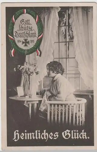 (73139) AK Heimliches Glück, Frau wartet a. Soldat 1.WK 1914/15