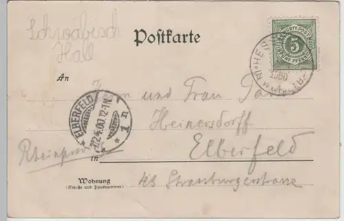 (72751) AK Grüsse v. Einkorn, Villa Fortenbach, Wirtschaft, König Karl-Turm 1900