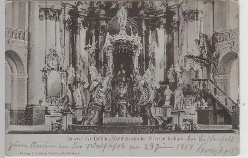 (72670) AK Basilika Vierzehnheiligen, Inneres, Reliefkarte 1904