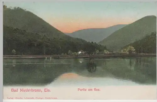 (72594) AK Bad Niederbronn, Niederbronn-les-Bains, Partie am See, vor 1920