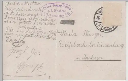 (72499) Künstler AK Gruß v. Kuhberg, Stützengrün, Erzg., Prinz-Georg-Turm