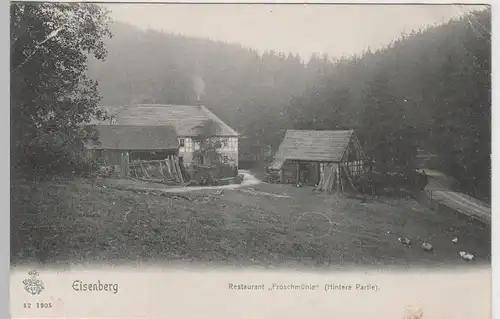 (72498) AK Eisenberger Mühltal, Restaurant Froschmühle, hintere Partie 1906