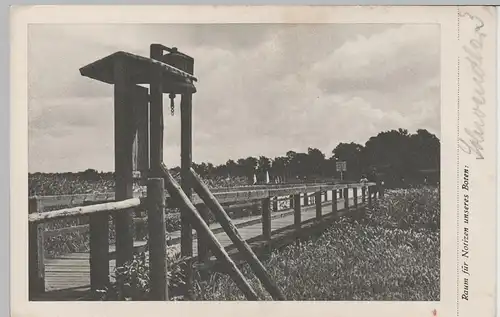 (72487) AK Nieder Neuendorf, Brücke im Schilf 1937