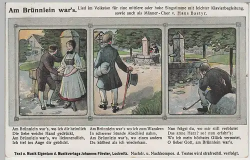 (72313) AK Liedkarte "Am Brünnlein war's" mit Bildern 1913