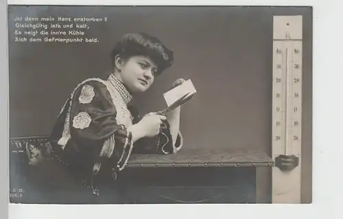 (72311) Foto AK Frau mit Brief u. Thermometer "Ist denn mein Herz..." 1908