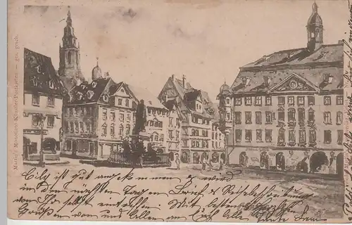 (72212) Künstler AK Coburg, Marktplatz 1906