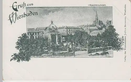 (72140) AK Gruß aus Wiesbaden, Kochbrunnen, bis um 1905