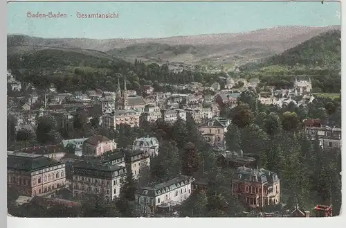 (72119) AK Baden-Baden, Panorama mit Evangelischer Stadtkirche, v. 1945