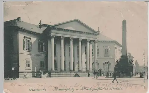 (71989) AK Karlsruhe, Rondel-Platz u. Markgräfliches Palais, 1900