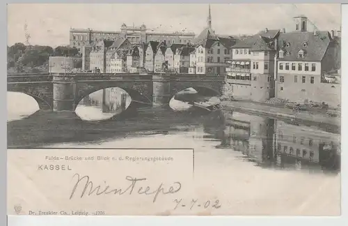 (71872) AK Kassel, Fulda-Brücke m. Blick a.d. Regierungsgebäude, 1902