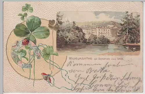 (71860) Künstler AK Kassel Wilhelmshöhe mit Schloss vom Lack, 1903