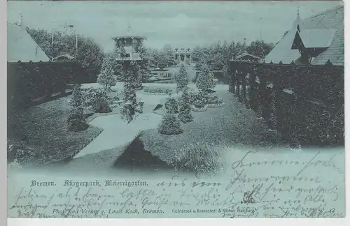 (71573) AK Bremen, Bürgerpark, Meiereigarten, Mondscheinkarte 1898