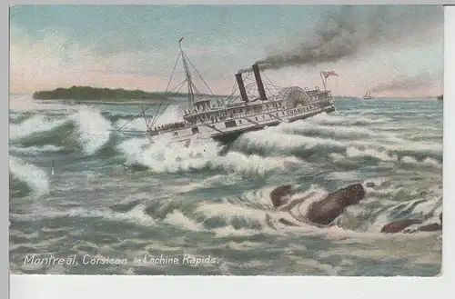 (71386) AK Montreal, Corsican in Lachine Rapids, Schaufelraddampfer vor 1945