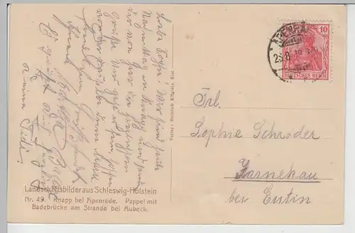 (71380) AK Knapp bei Apenrade (Aabenraa), Badebrücke bei Aubeck, 1919