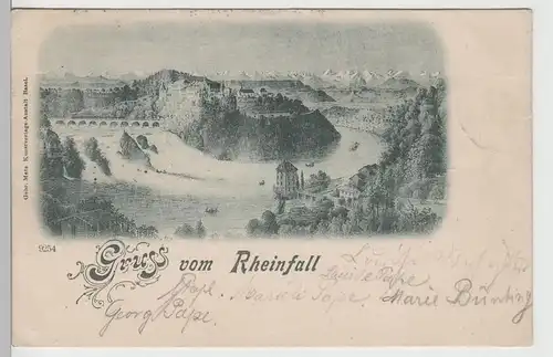 (71360) AK Gruss vom Rheinfall, 1900