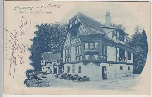 (71330) AK Straßburg, Strasbourg, Bauernhaus in der Orangerie, 1900