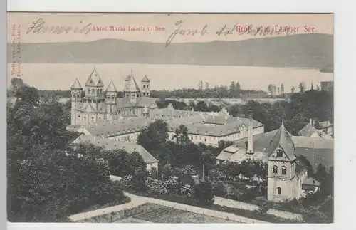 (71160) AK Gruss vom Laacher See, Abtei Maria Laach, 1905