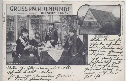 (71115) AK Altes Land, Gruss a.d. Altenlande, Kaffee-Ges., Bauernhaus 1905