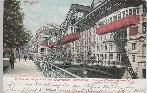 (71103) AK Elberfeld, Haltestelle Döppersberg d. elekt. Schwebebahn, 1908