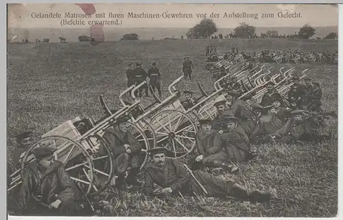 (71020) AK 1.WK, Matrosen an Maschinengewehren erwarten Befehl, 1914-18