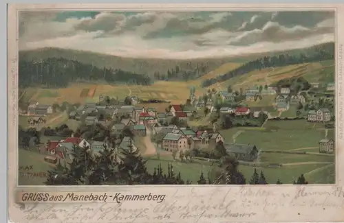 (70913) AK Gruss aus Manebach-Kammerberg, Gesamtansicht, Litho 1905