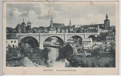 (70909) AK Bautzen, Kronprinzenbrücke, 1919