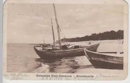 (70891) AK Ostseebad Klein-Dievenow (Dziwnów), Strandpartie, Segelboote 1927