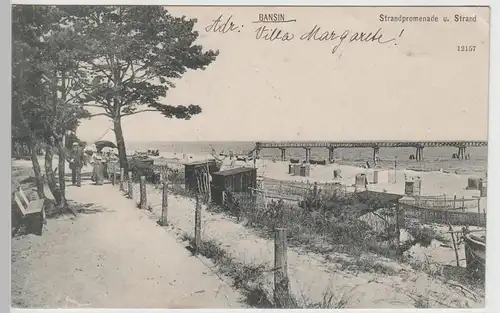 (70669) AK Ostseebad Bansin, Strandpromenade und Strand, 1905