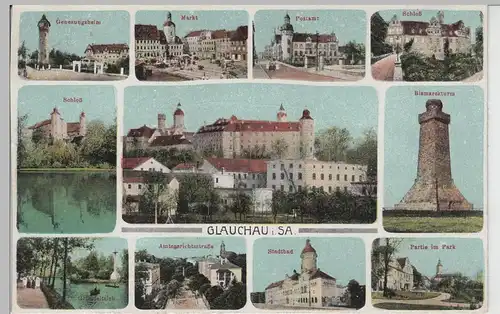 (70640) AK Glauchau i.Sa., Mehrbildkarte vor 1920