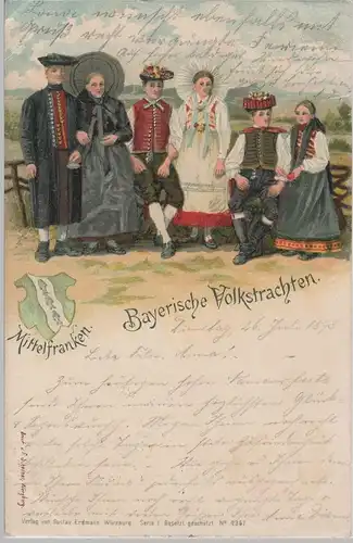 (70444) AK Bayerische Volkstrachten, Mittelfranken, bis 1905