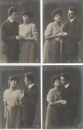 (69664) Foto AK Paar,Ich will dich lieben,ewig dich lieben 4 Karten a.Serie 1908