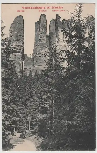 (69321) AK Sächs. Schweiz, Affensteine, Bloßstock, Kreuzturm, vor 1945