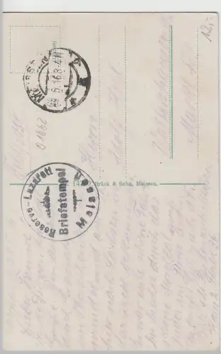 (69268) AK Meißen, Straßenansicht mit Domtürmen, Feldpost 1916