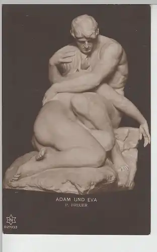(69116) Foto AK Skulptur, Adam u. Eva, P. Breuer, vor 1945